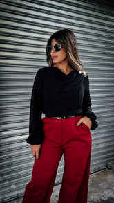 "GENEVIEVE" FLOWY NECKLINE WITH SHOULDER DETAIL TOP